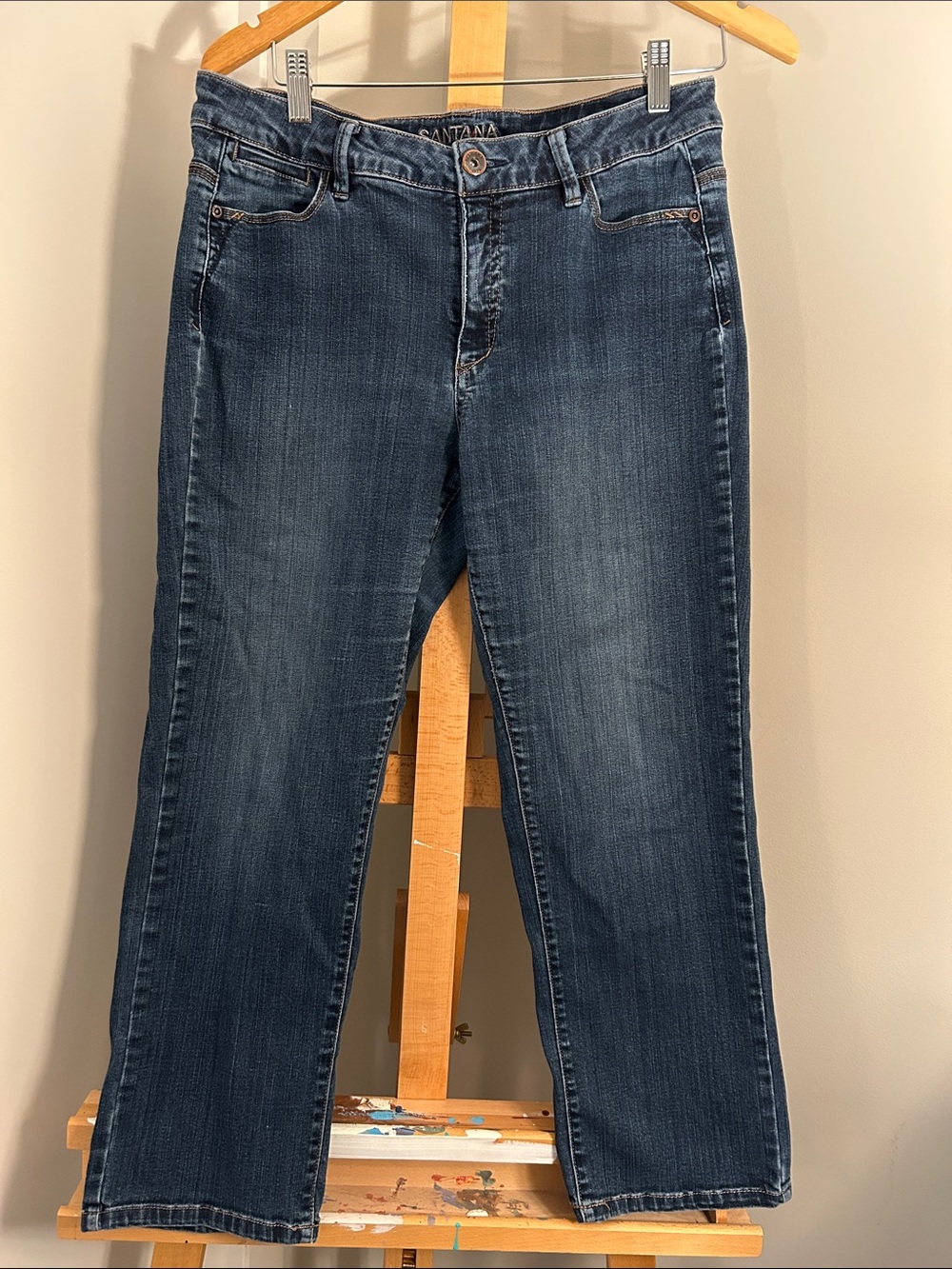 Santana Women's Bootcut Cropped Jeans in Dark Blue Wash Size 12